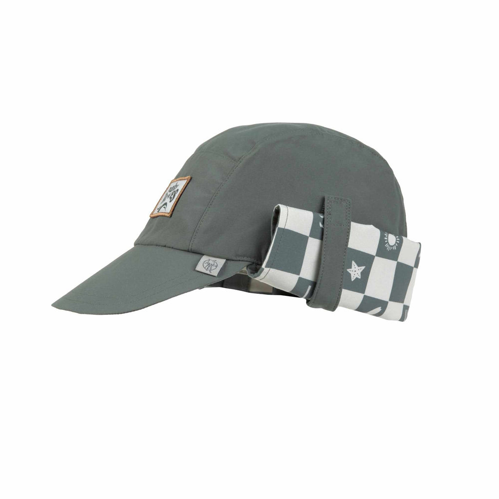 Lassig LSF Foldable Flap Hat - Check Pattern deep olive/sea salt