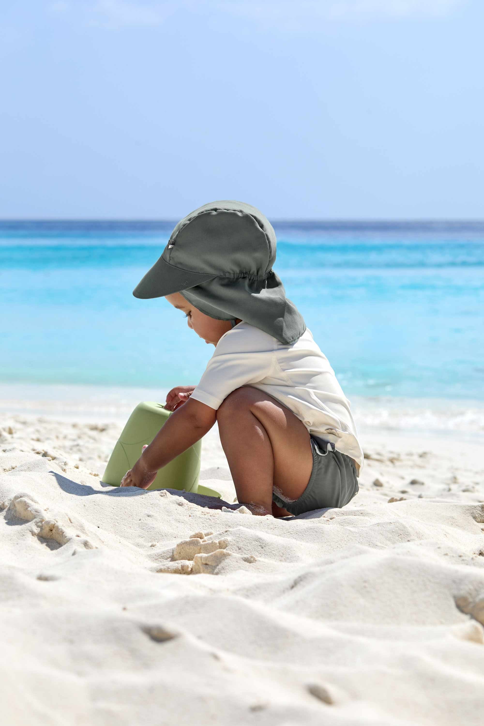 Lassig LSF Foldable Flap Hat - Check Pattern deep olive/sea salt