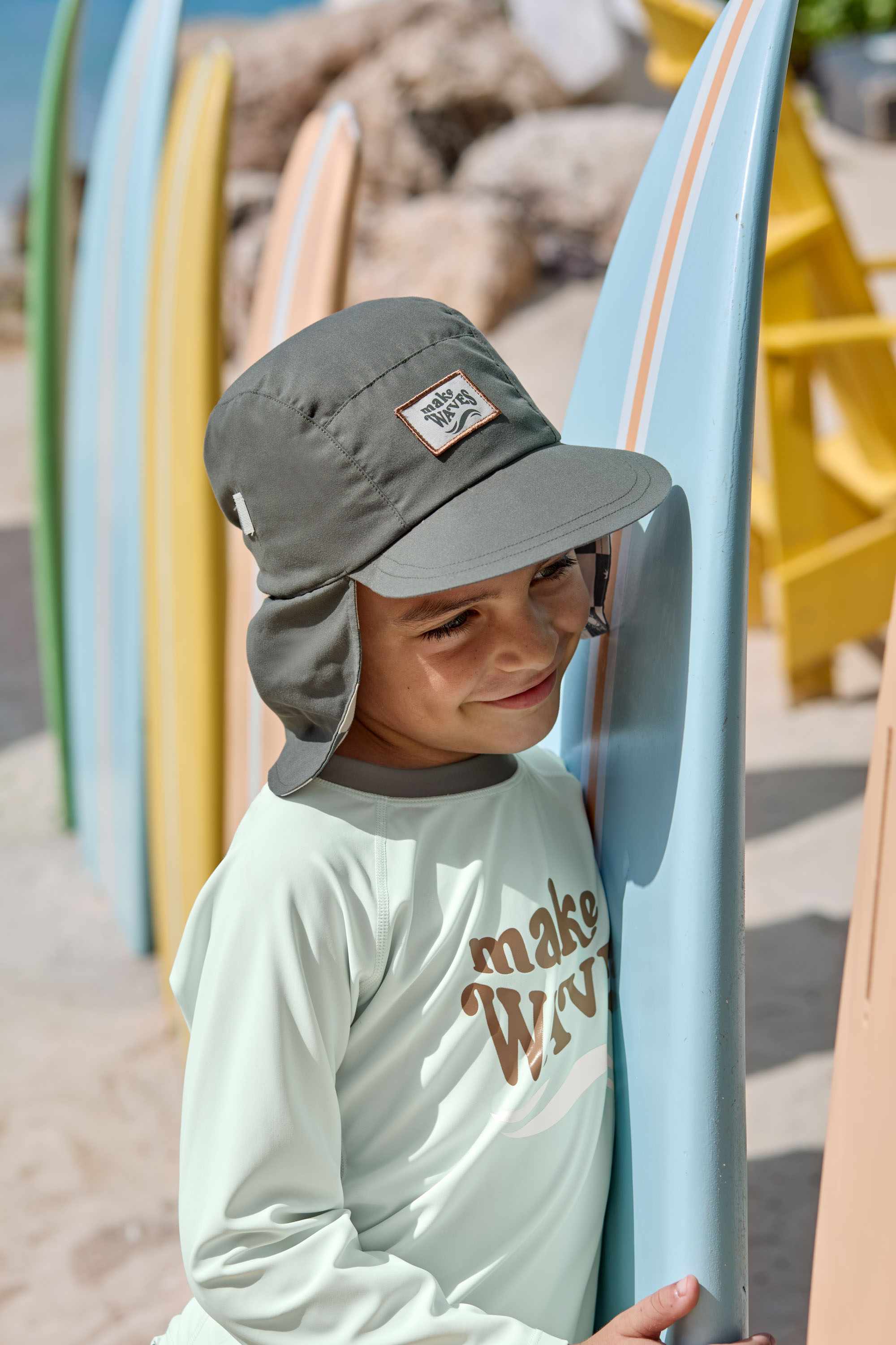 Lassig LSF Foldable Flap Hat - Check Pattern deep olive/sea salt