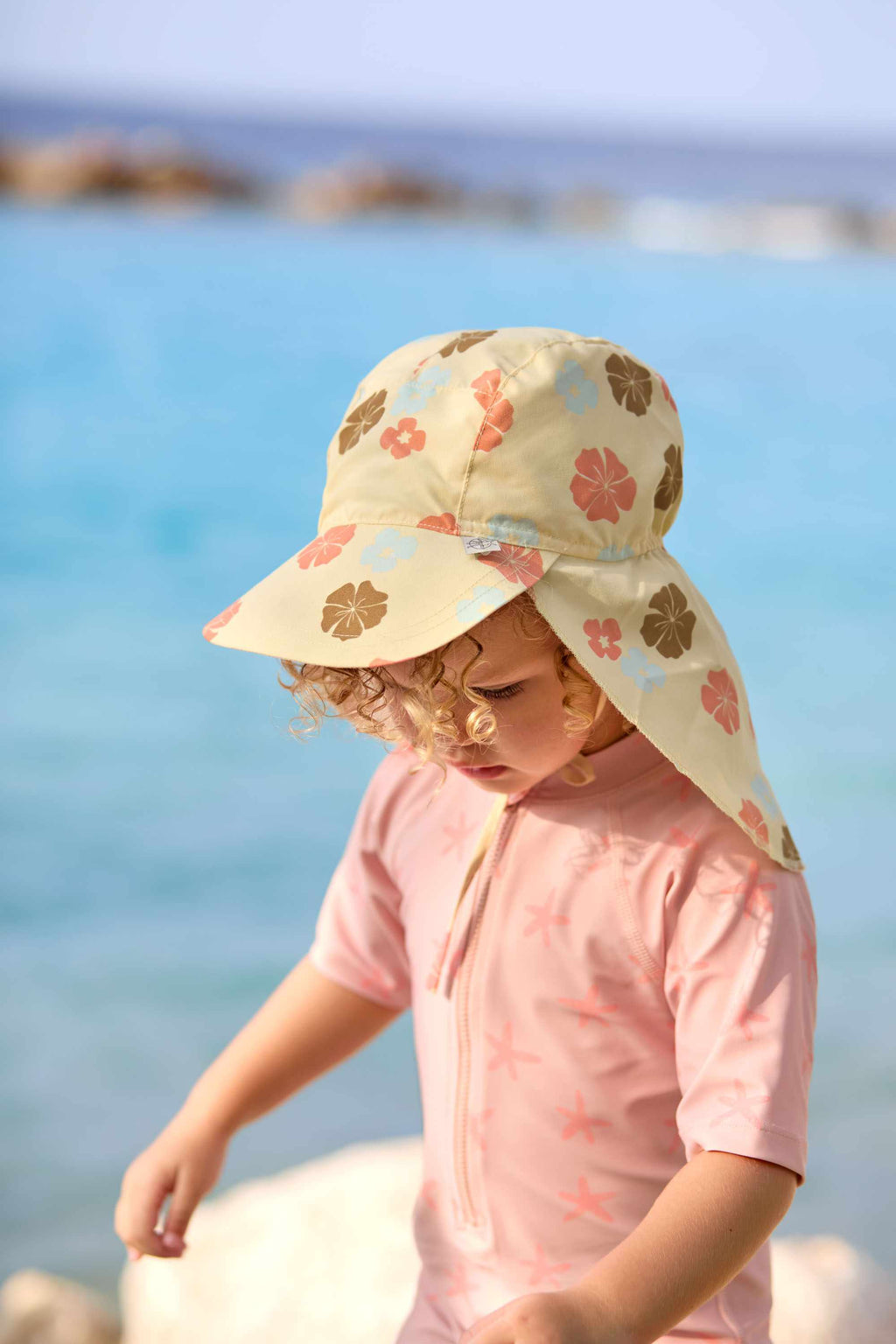 Lassig LSF Sun Protection Flap Hat - Check pattern vanilla/sea salt