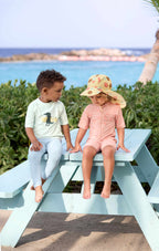 Lassig LSF Sun Protection Flap Hat - Check pattern vanilla/sea salt