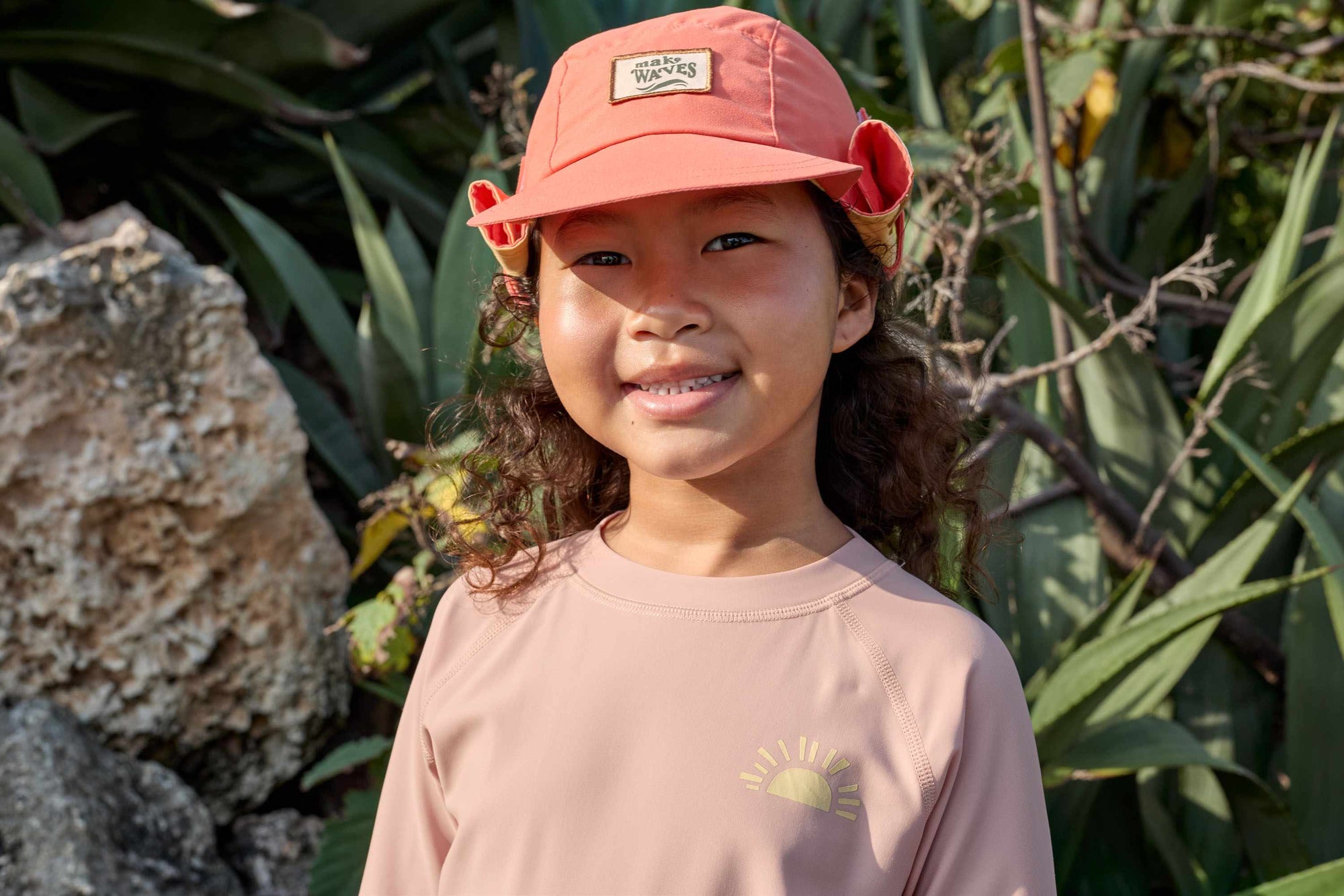 Lassig LSF Foldable Flap Hat - Flowers coral/vanilla