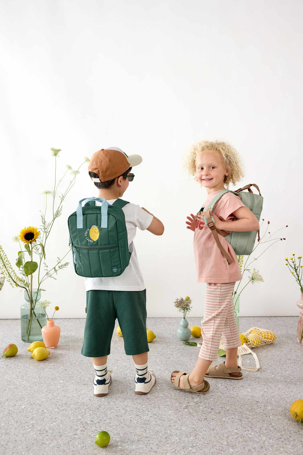 Lassig Mini Square Backpack Little Gang - Lemon dark green