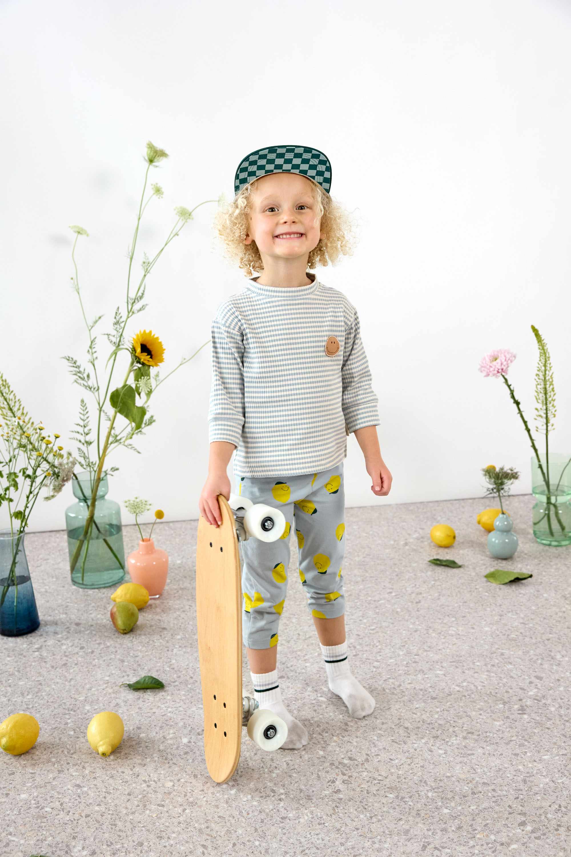 Lassig Leggings Jersey GOTS - Lemon light blue