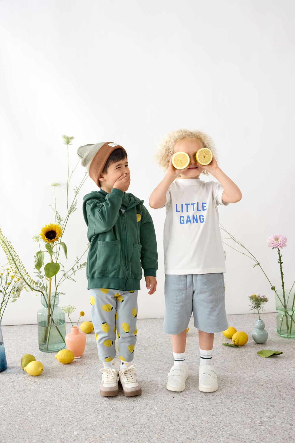 Lassig Leggings Jersey GOTS - Lemon light blue
