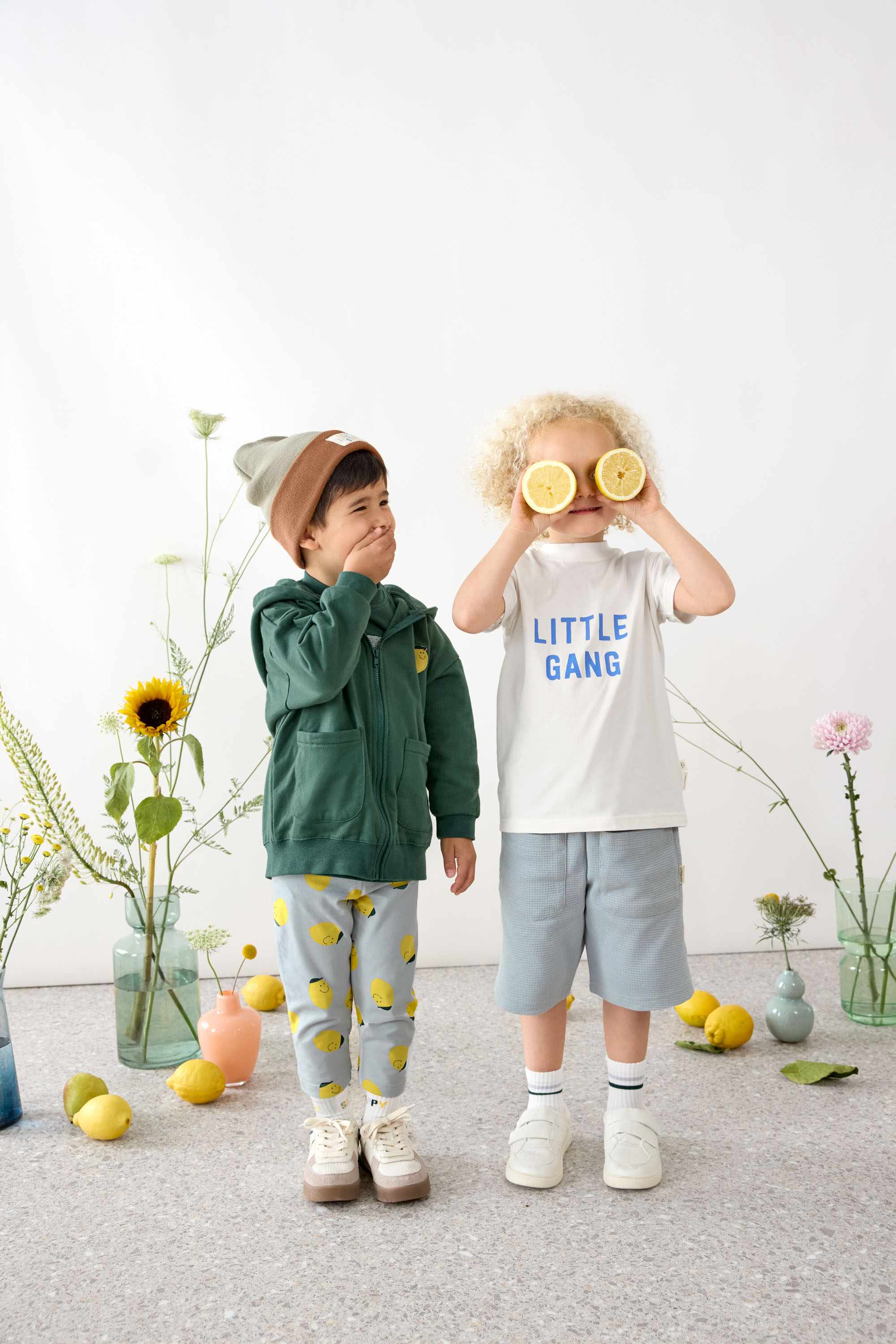Lassig Leggings Jersey GOTS - Lemon light blue