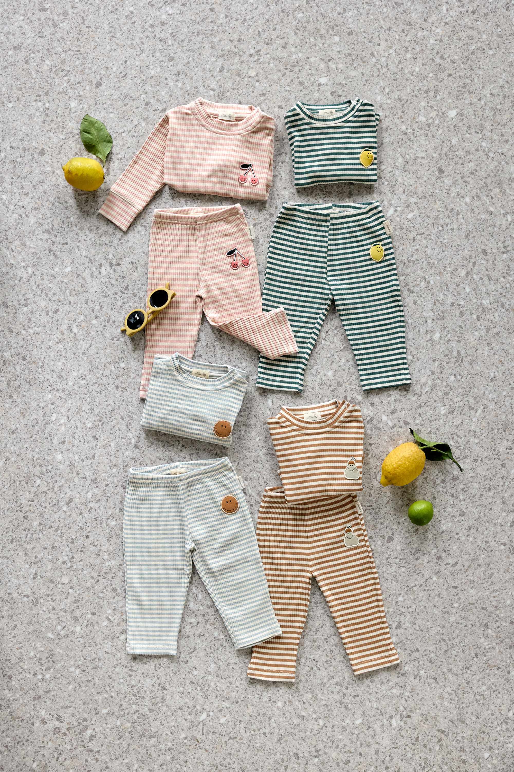 Lassig Leggings Ribbed - Lemon dark green