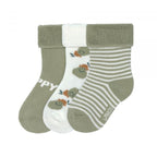 Lassig Terry Socks GOTS 3 pcs - assorted Pear light khaki