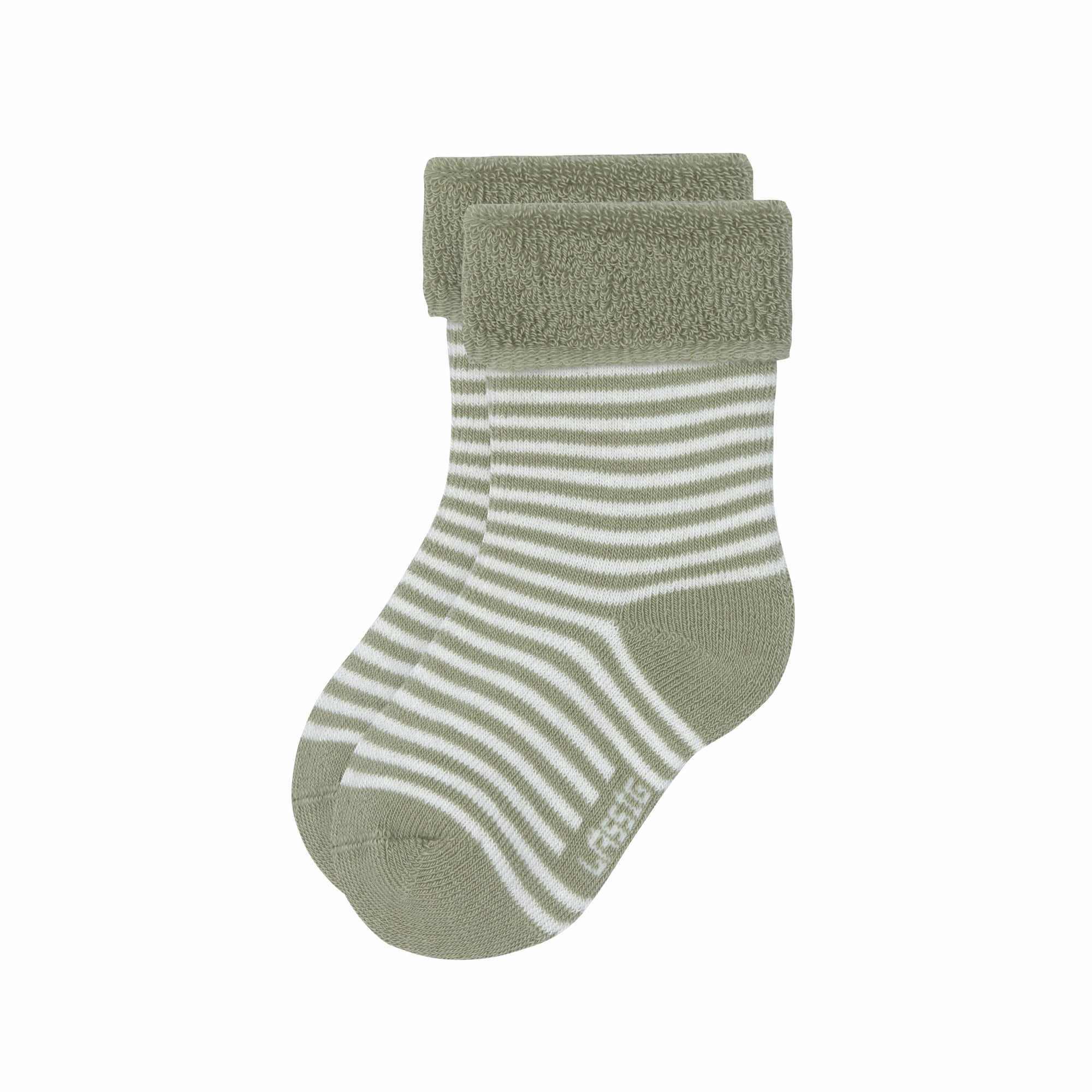 Lassig Terry Socks GOTS 3 pcs - assorted Pear light khaki