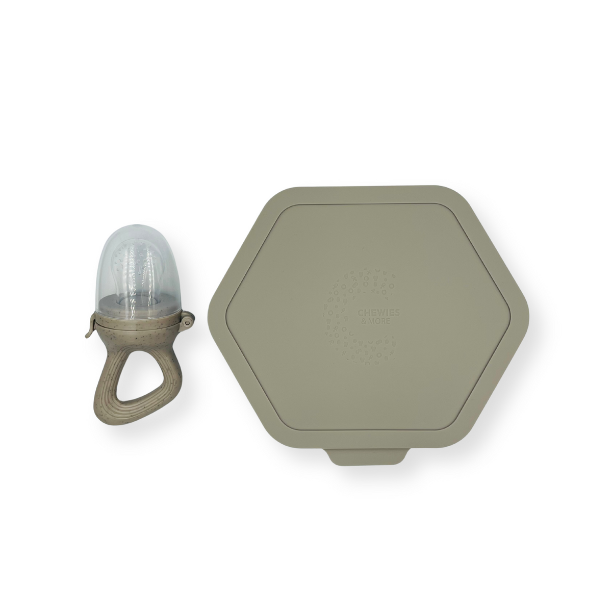 Chewies and More Fruit Pacifier Set - Taupe Grey