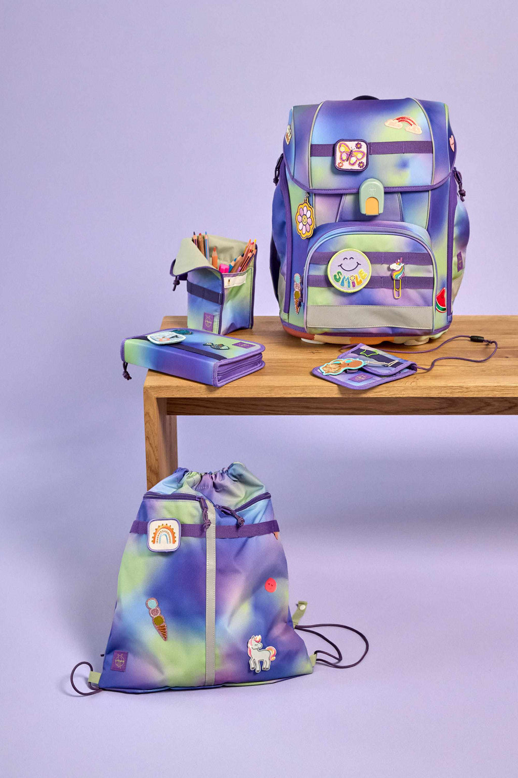 Lassig School Set Boxy Unique - gradient green/purple