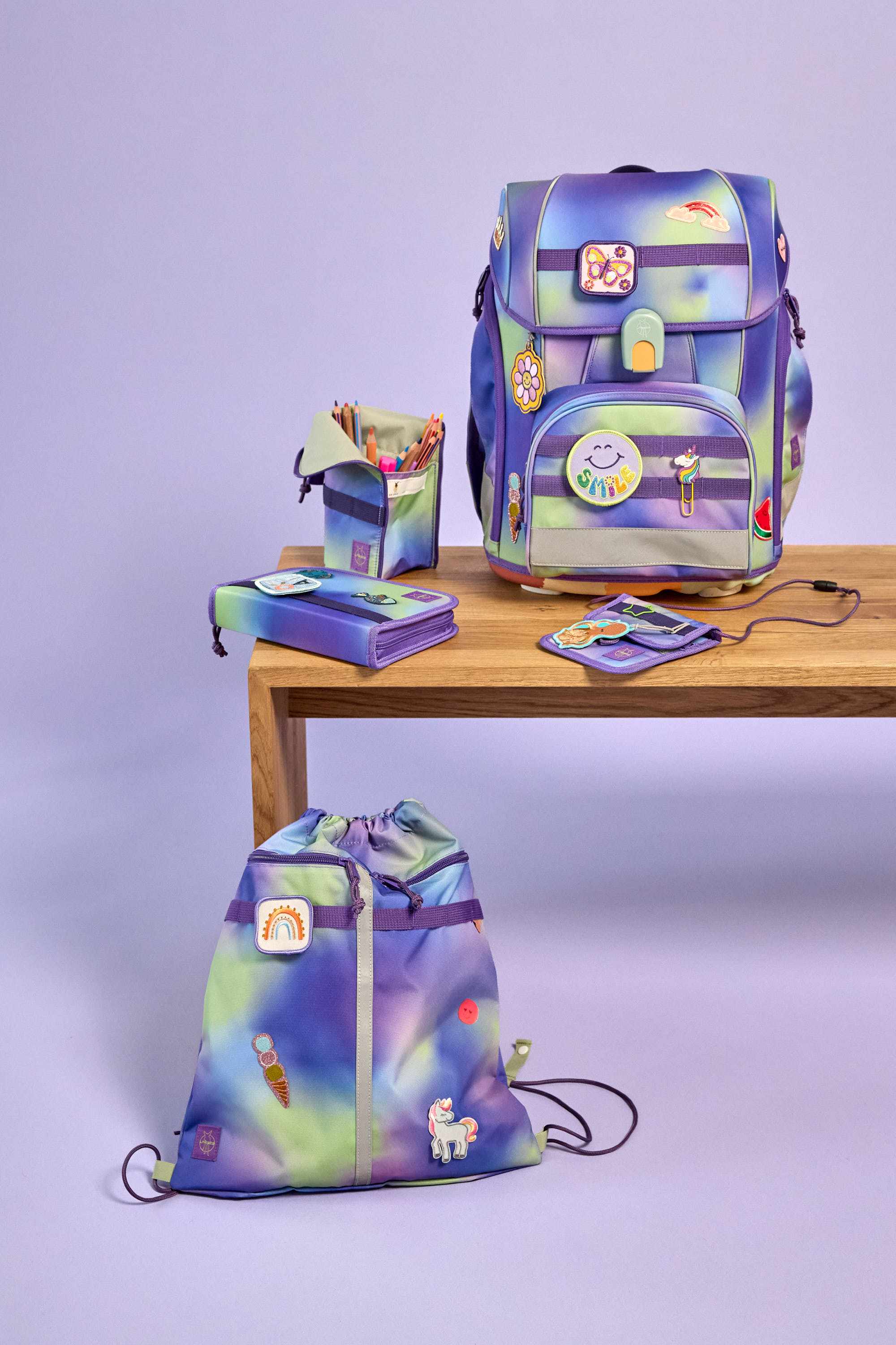 Lassig School Set Boxy Unique - gradient green/purple