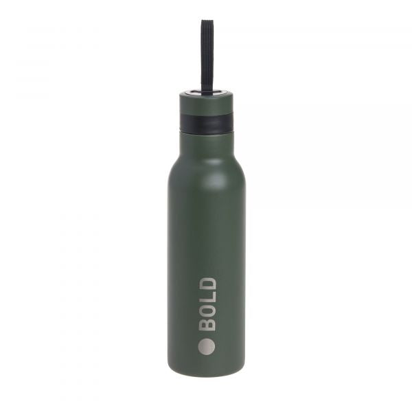 Lassig Double Walled Bottle Stainless Steel Bold - dark olive