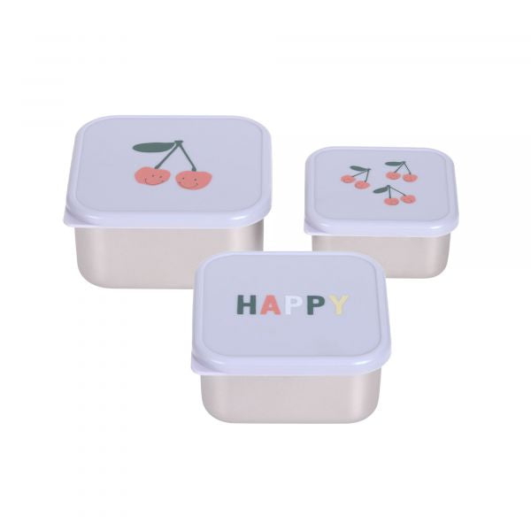 Lassig Stainless Steel Snackbox - 3 pcs - Happy Fruits Cherry