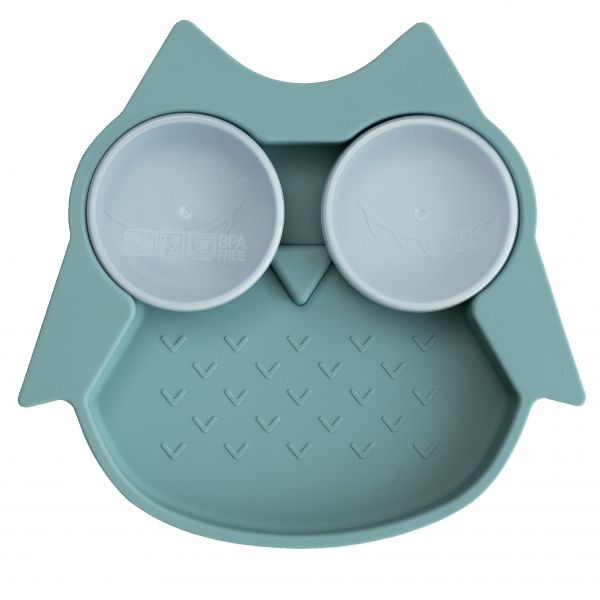 Tidy Tot Silicone Suction Plate with Pots Owl
