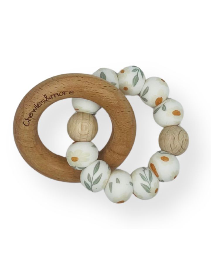 Chewies and More Basic Rattle Mini My Flower - White