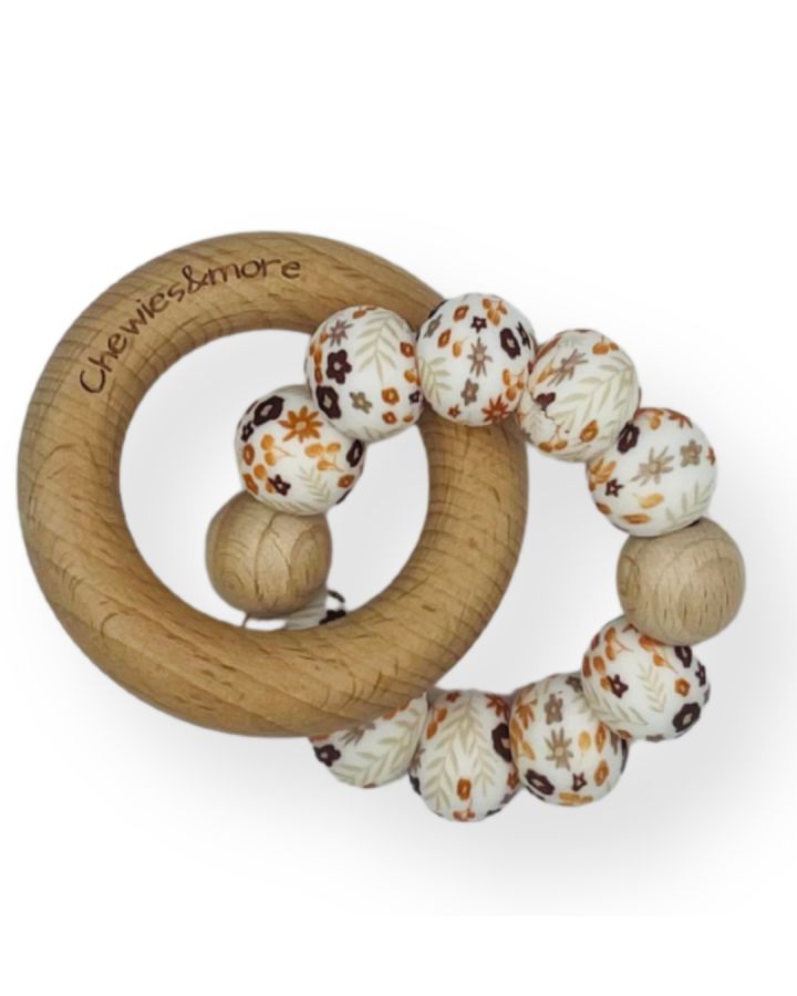 Chewies and More Basic Rattle Mini My Flower - Brown/ White