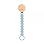 Lassig Soother Holder Wood/Silicone Tiny Smile powder blue