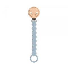 Lassig Soother Holder Wood/Silicone Tiny Smile powder blue