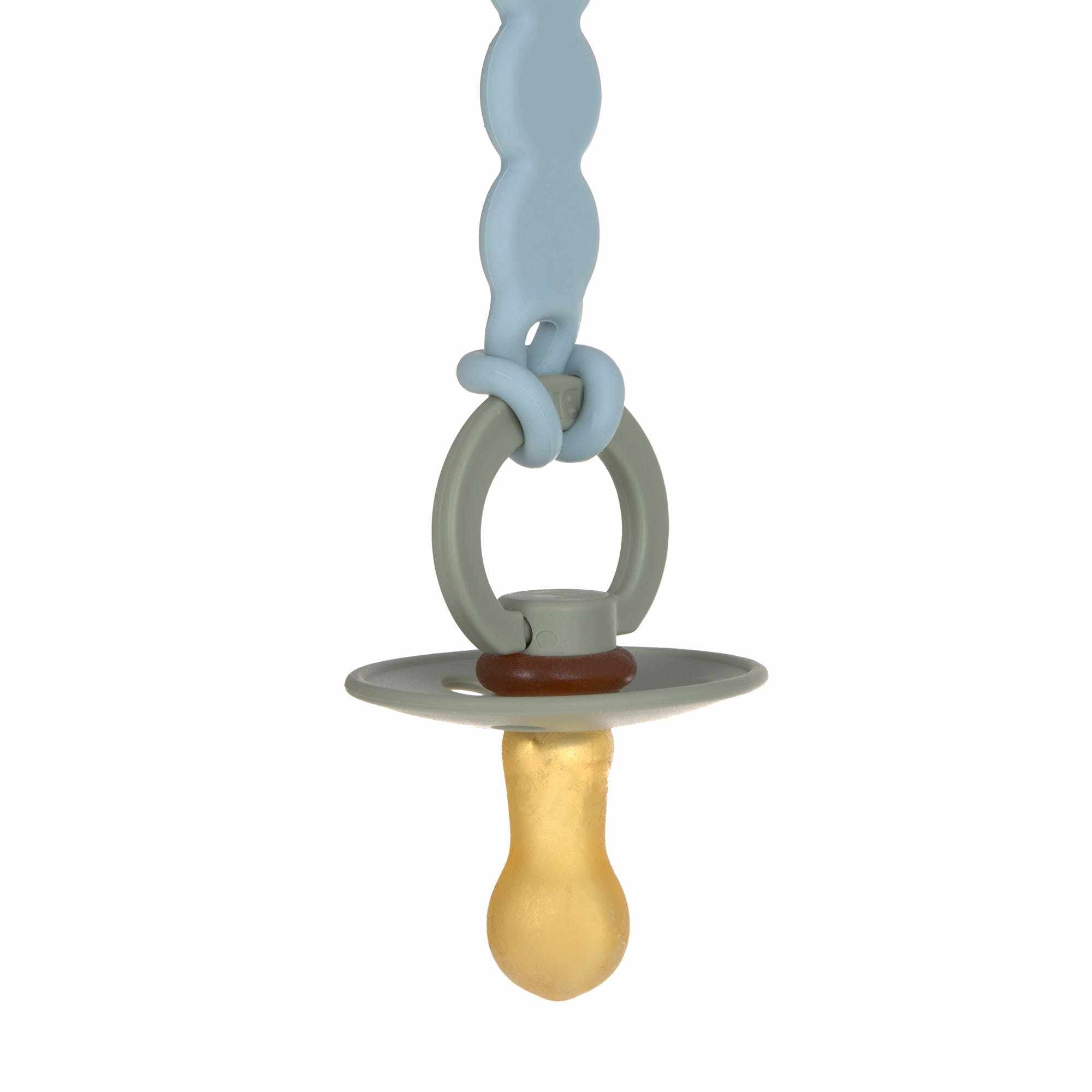 Lassig Soother Holder Wood/Silicone Tiny Smile powder blue