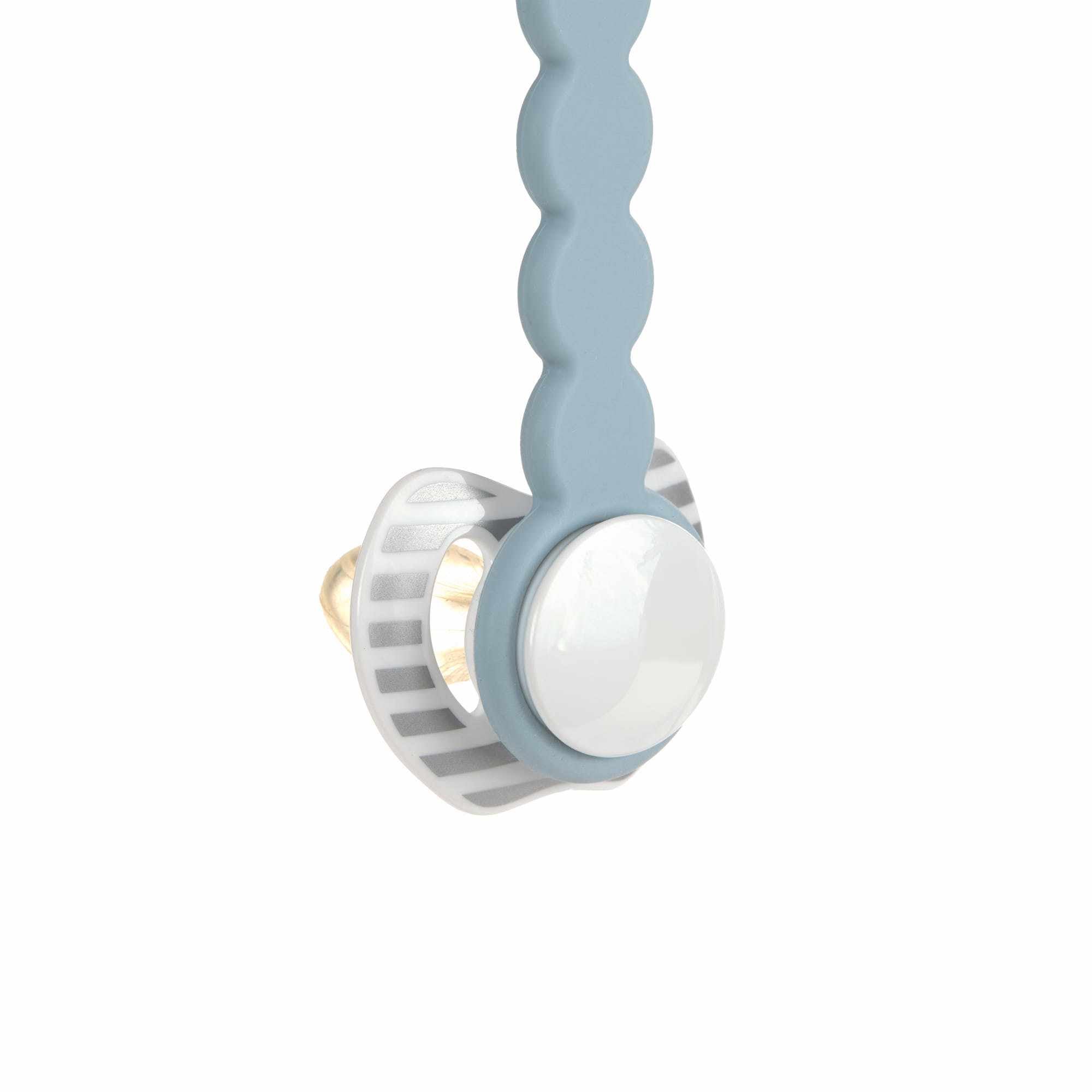 Lassig Soother Holder Wood/Silicone Tiny Smile powder blue