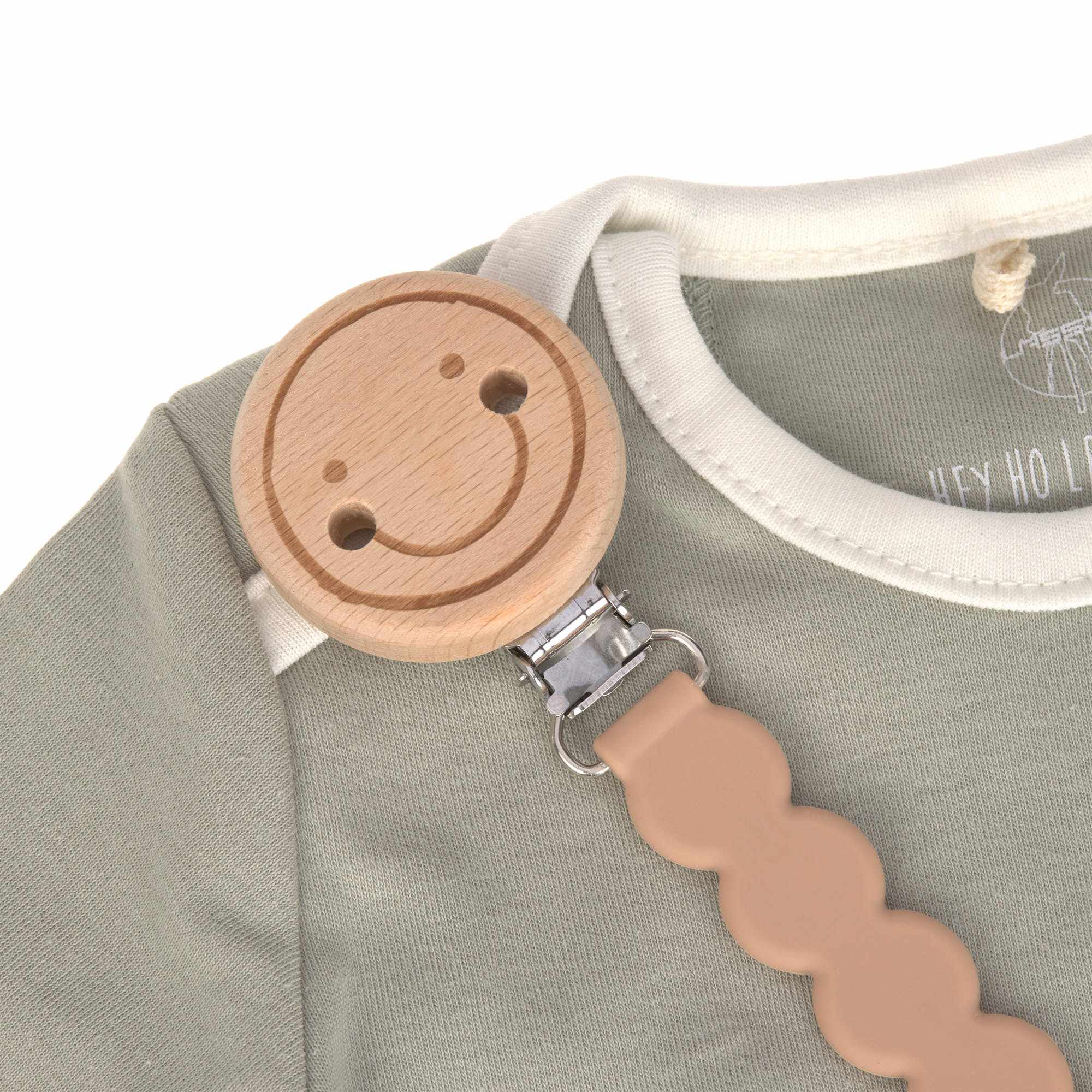 Lassig Soother Holder Wood/Silicone Tiny Smile maple