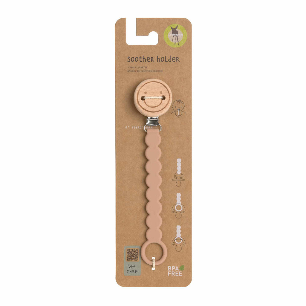Lassig Soother Holder Wood/Silicone Tiny Smile maple