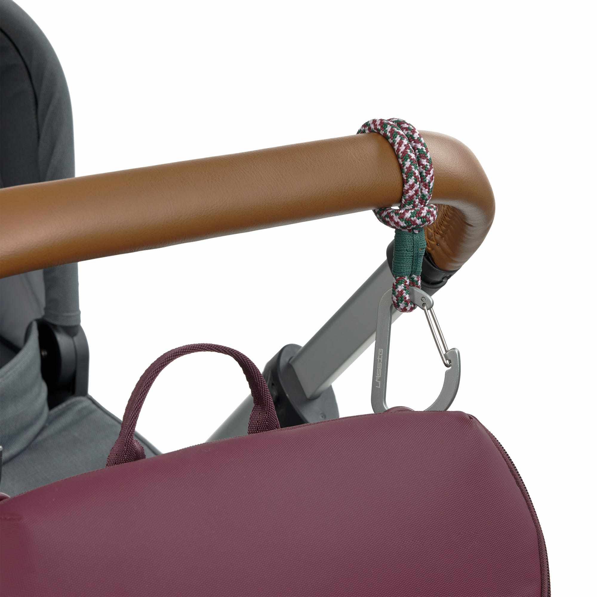 Lassig CAS MIX Stroller Hooks Cord 2 pcs green/lavender/deep red