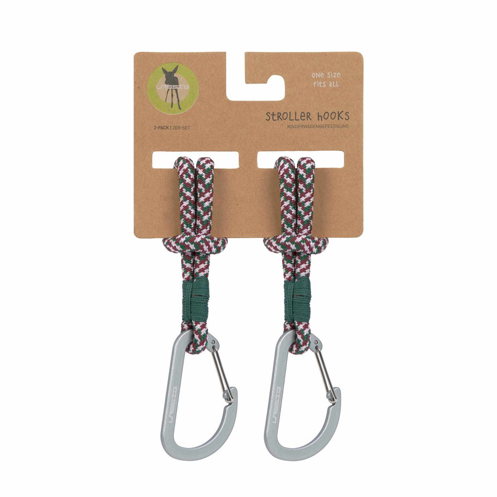 Lassig CAS MIX Stroller Hooks Cord 2 pcs green/lavender/deep red