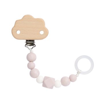 Lassig Soother Holder Wood/Silicone Little Universe Cloud powder pink