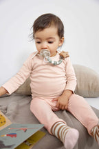Lassig Soother Holder Wood/Silicone Little Universe Star olive
