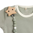 Lassig Soother Holder Wood/Silicone Little Universe Star olive