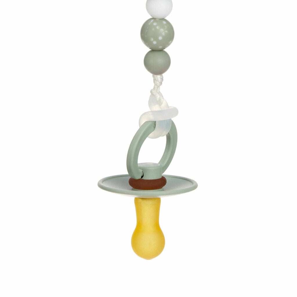 Lassig Soother Holder Wood/Silicone Little Universe Star olive