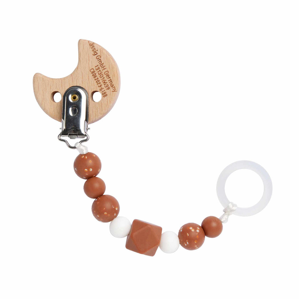 Lassig Soother Holder Wood/Silicone Little Universe - Moon rust