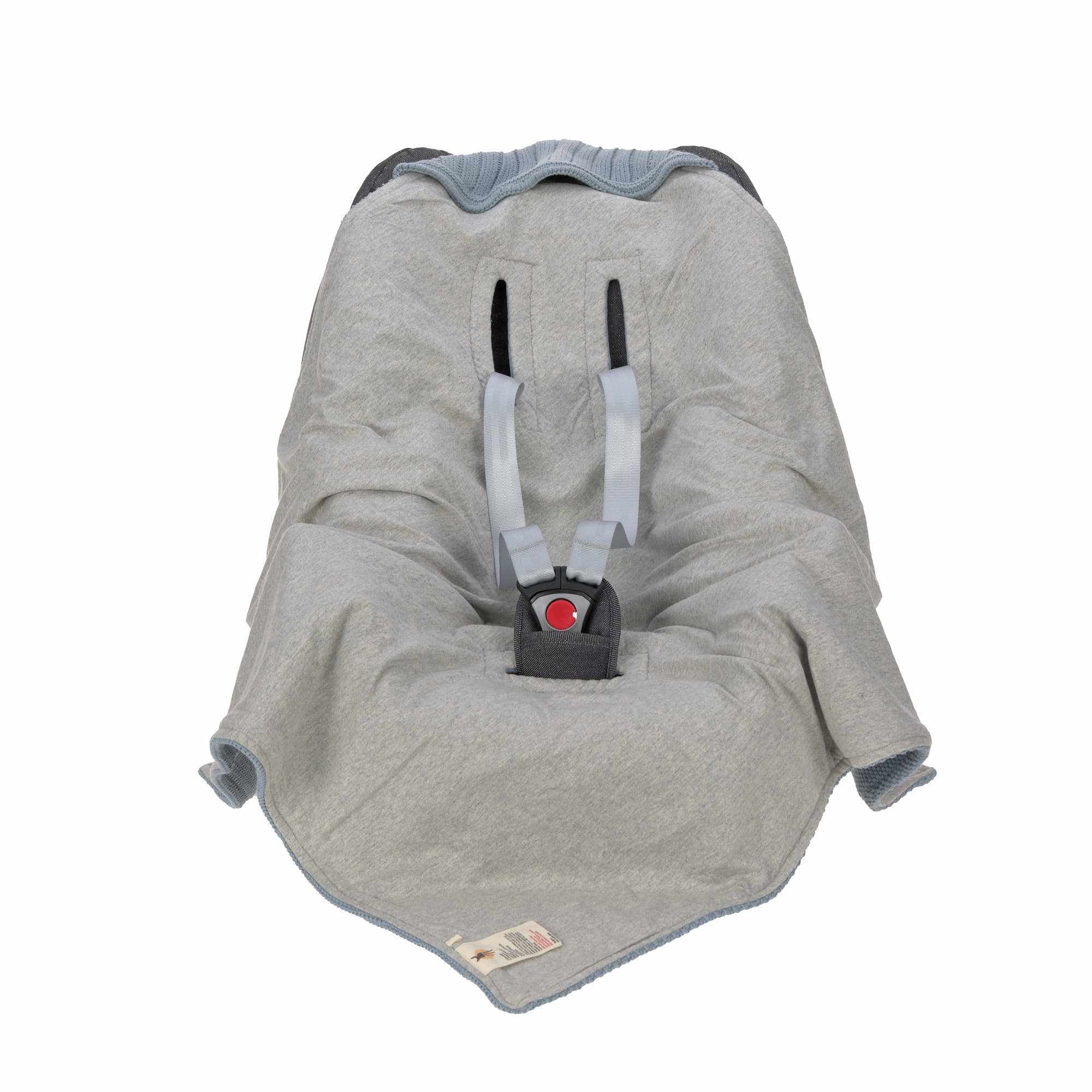 Lassig Knitted Blanket GOTS for Baby Seat, 78 x 78 cm - light blue