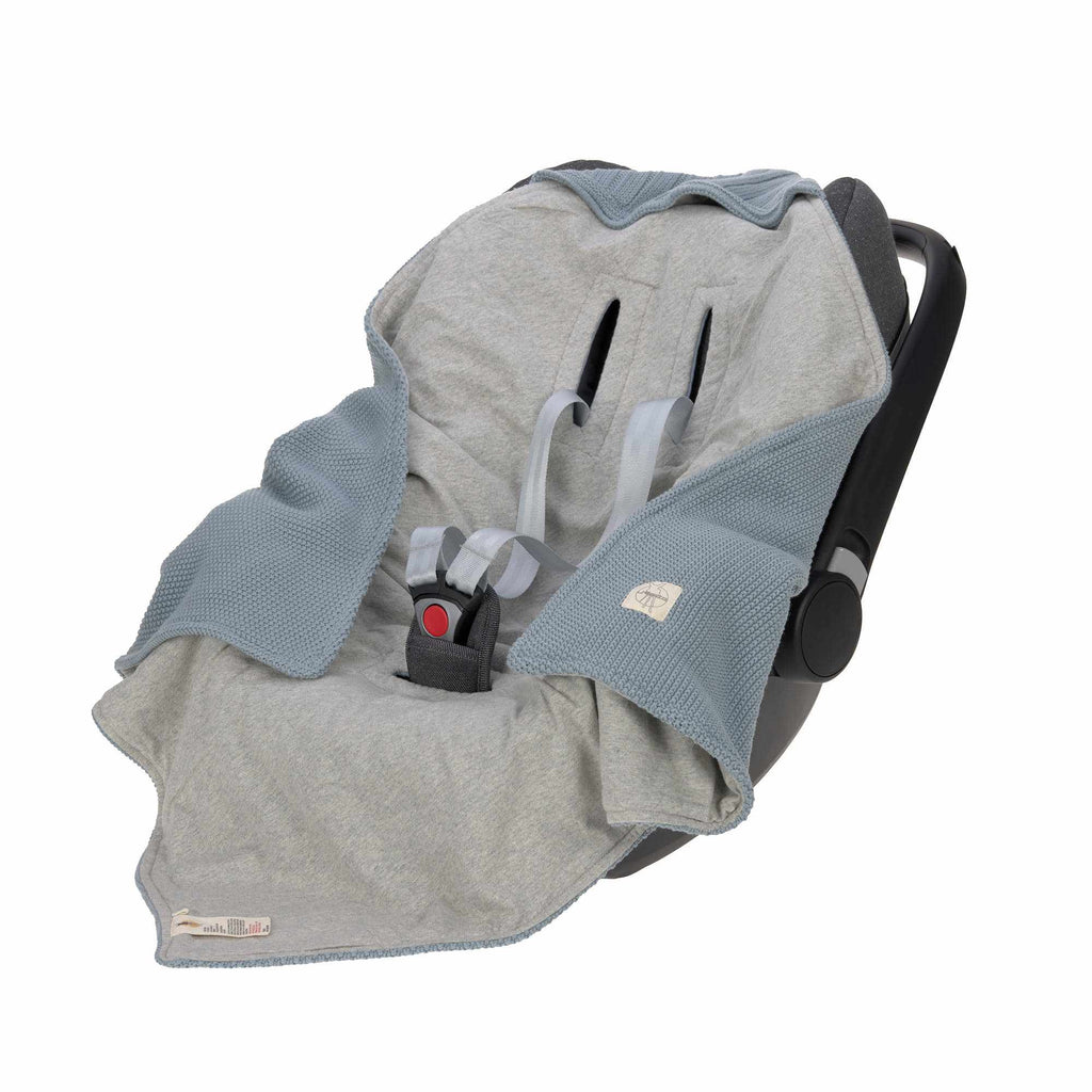 Lassig Knitted Blanket GOTS for Baby Seat, 78 x 78 cm - light blue