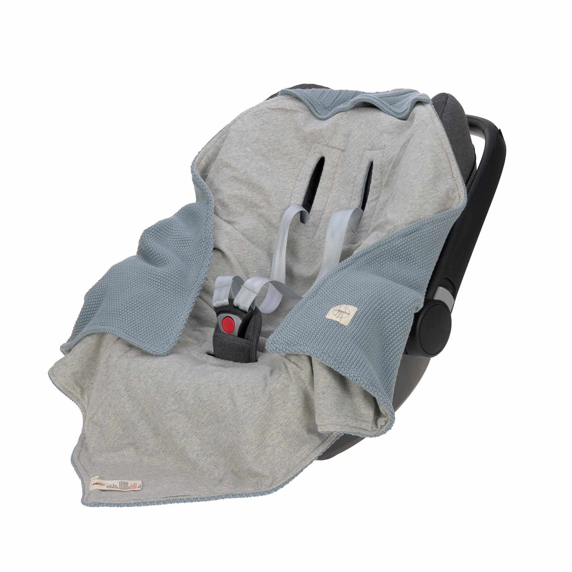 Lassig Knitted Blanket GOTS for Baby Seat, 78 x 78 cm - light blue