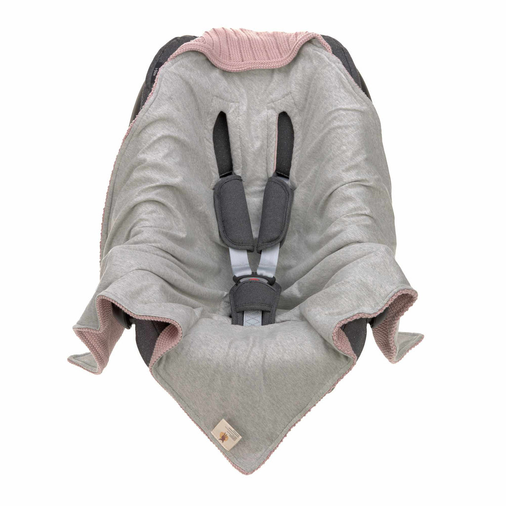 Lassig Knitted Blanket GOTS for Baby Seat, 78 x 78 cm - dusky pink