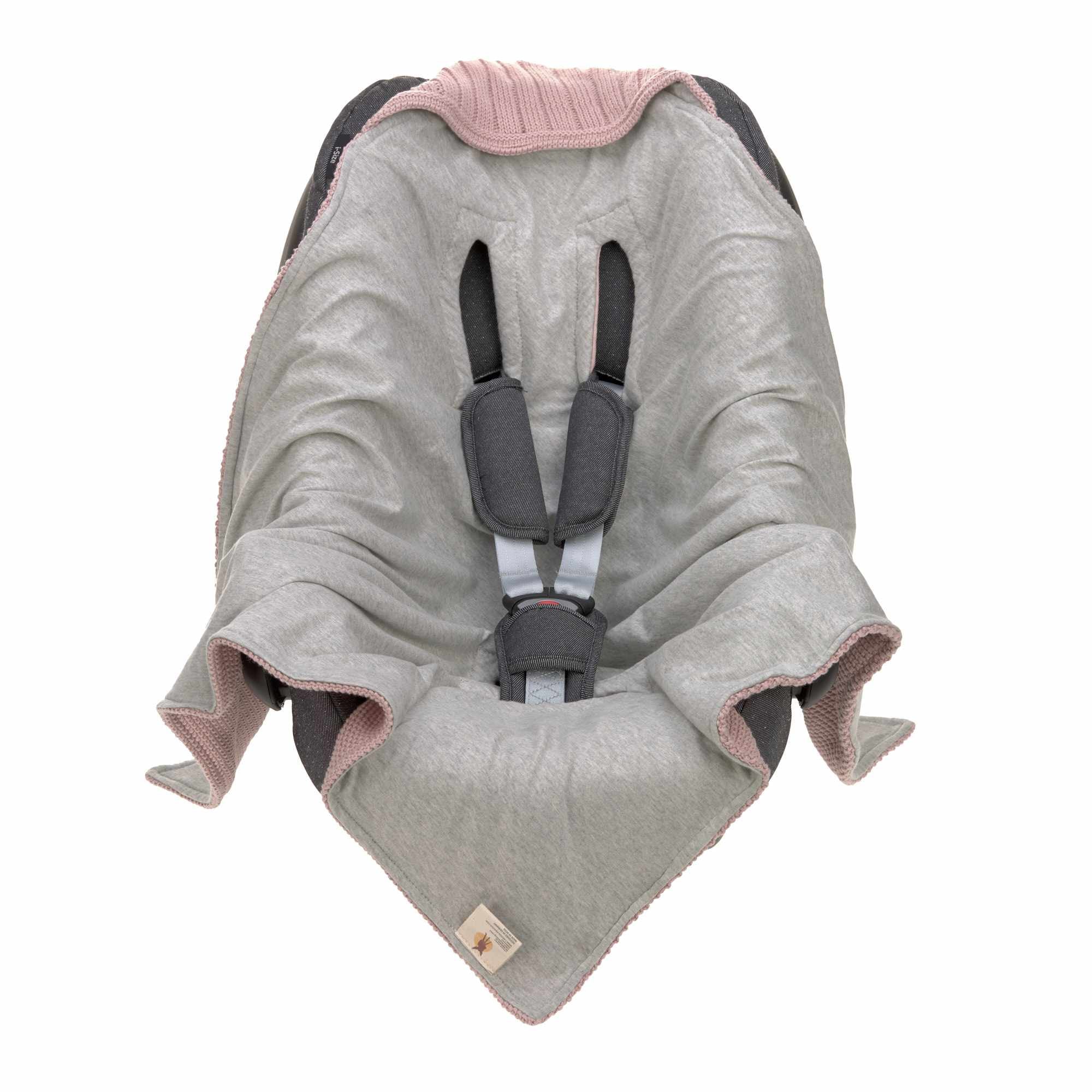 Lassig Knitted Blanket GOTS for Baby Seat, 78 x 78 cm - dusky pink