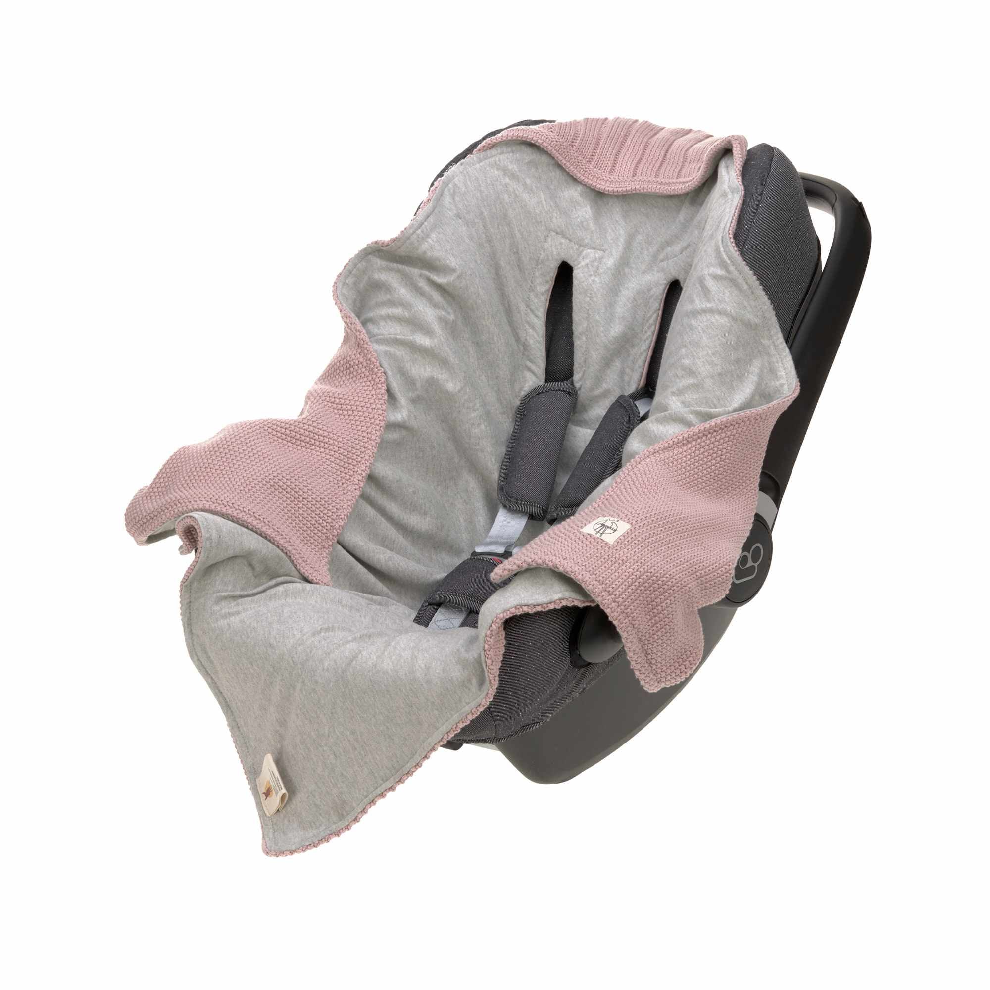 Lassig Knitted Blanket GOTS for Baby Seat, 78 x 78 cm - dusky pink