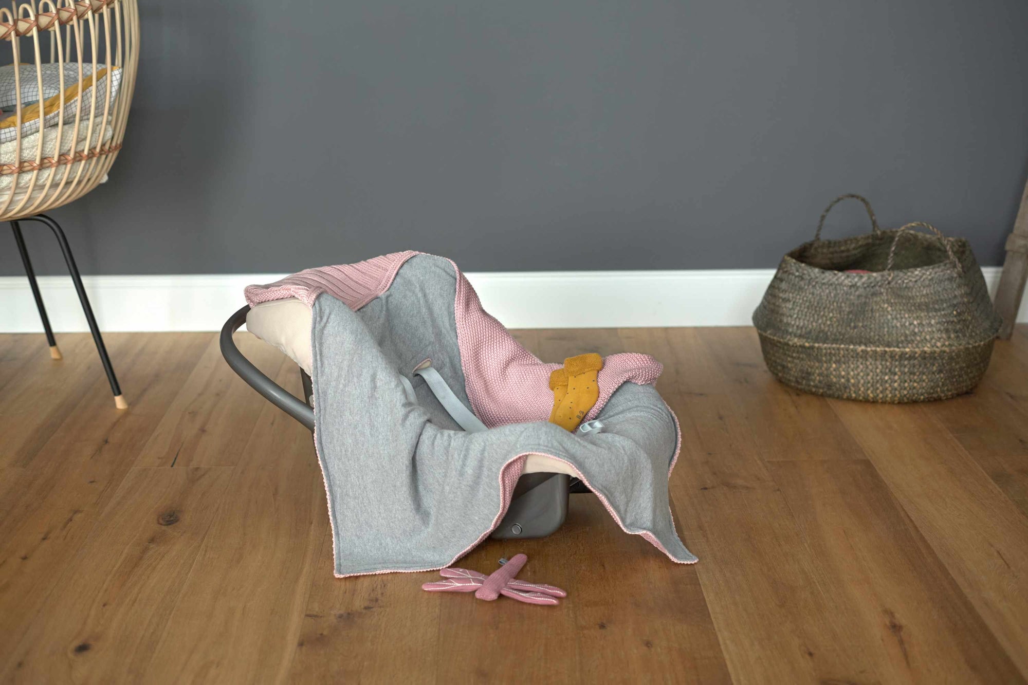 Lassig Knitted Blanket GOTS for Baby Seat, 78 x 78 cm - dusky pink