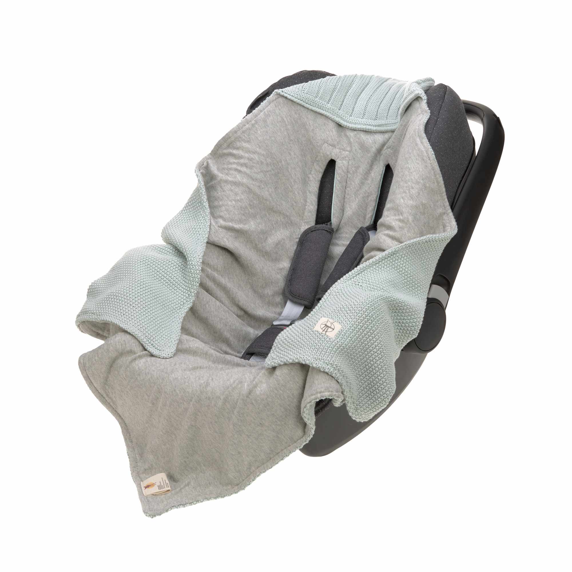 Lassig Knitted Blanket GOTS for Baby Seat, 78 x 78 cm - light mint