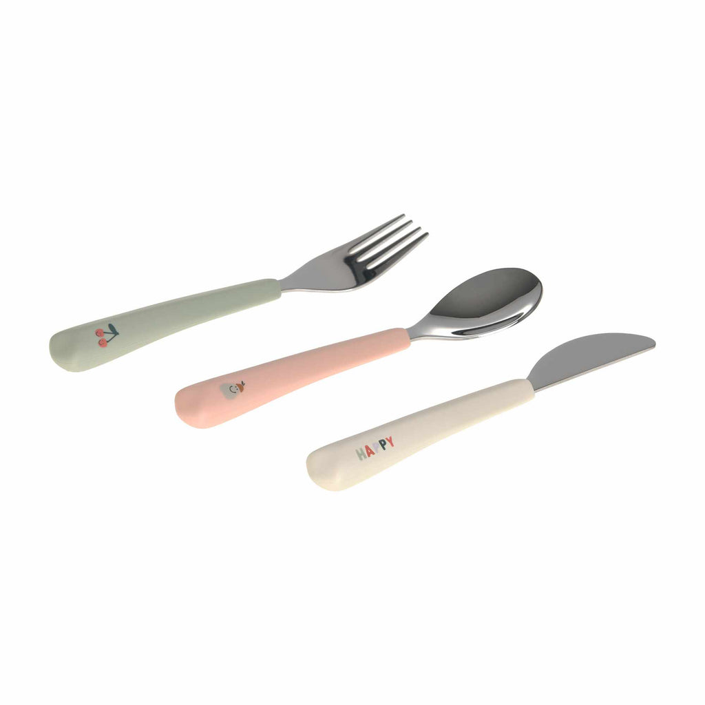 Lassig Cutlery with Silicone Handle 3 pcs - Happy Fruits Cherry