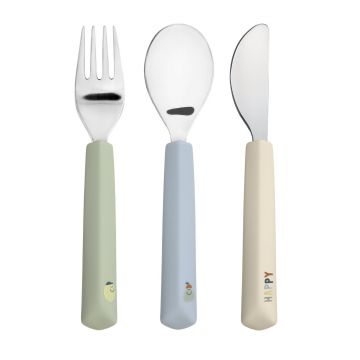 Lassig Cutlery with Silicone Handle 3 pcs - Happy Fruits Lemon