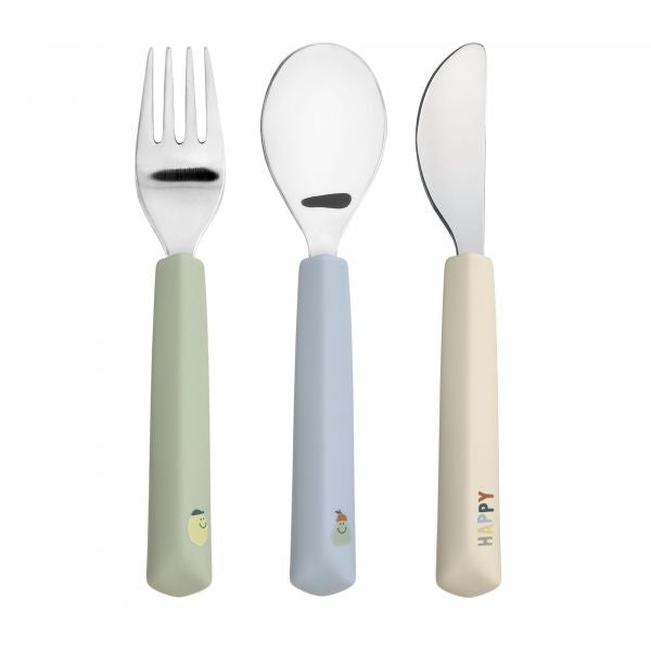 Lassig Cutlery with Silicone Handle 3 pcs - Happy Fruits Lemon