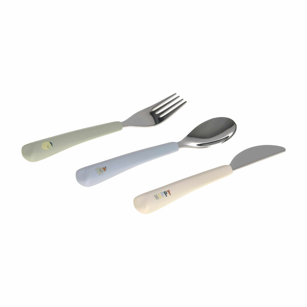 Lassig Cutlery with Silicone Handle 3 pcs - Happy Fruits Lemon