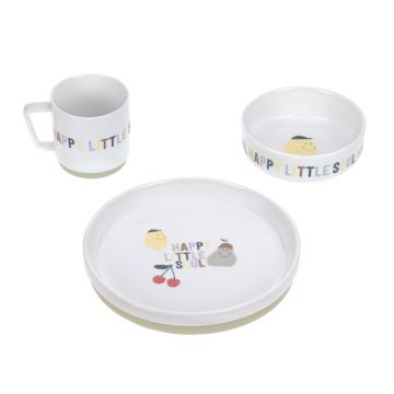 Lassig Dish Set Porcelain/Silicone - Happy Fruits
