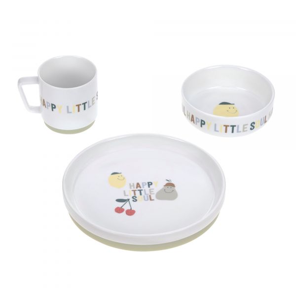 Lassig Dish Set Porcelain/Silicone - Happy Fruits