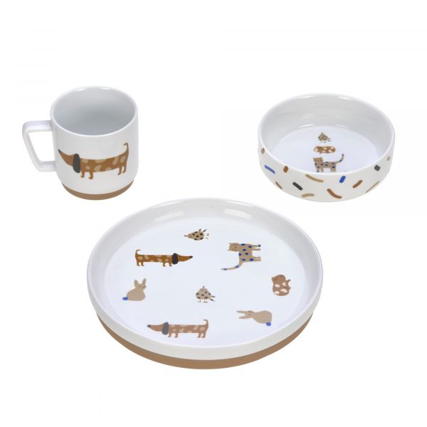 Lassig Dish Set Porcelain/Silicone - Little Mateys royal blue