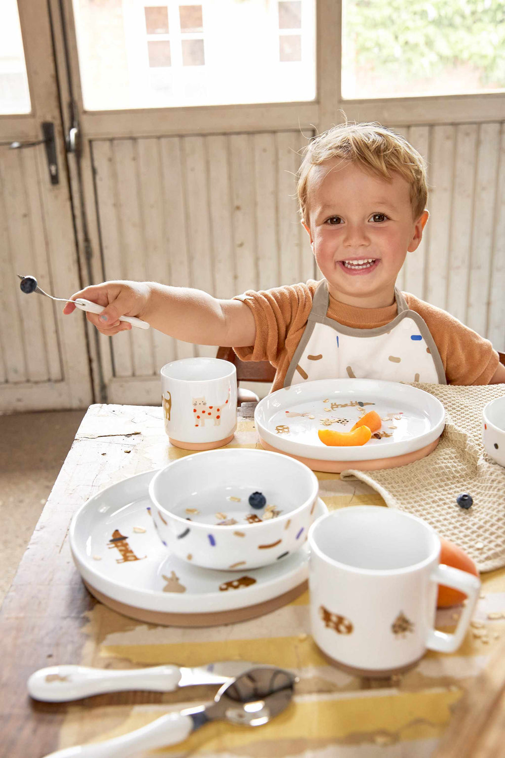 Lassig Dish Set Porcelain/Silicone - Little Mateys royal blue